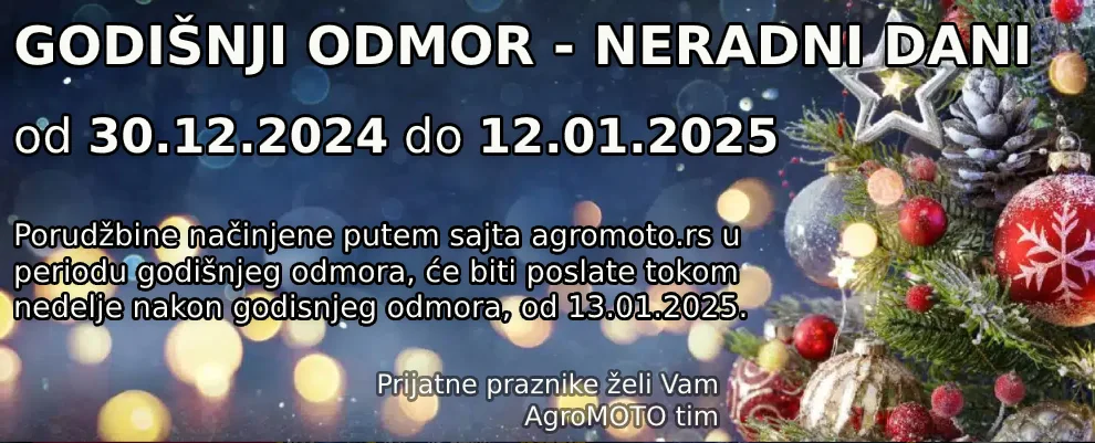 od 30.12.2024 do 12.01.2025 je godišnji odmor
