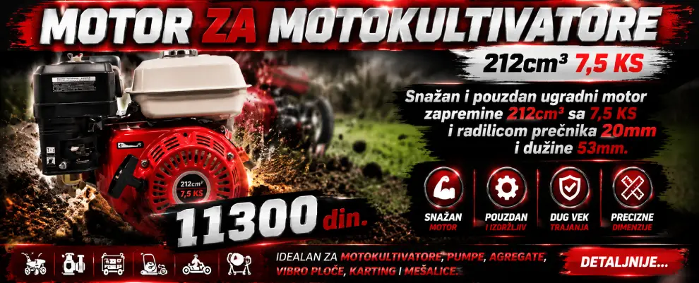Najčešće se ugrađuje kao zamena za Honda motore na MIO Standard Osijek motokultivatorima.