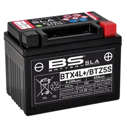 Akumulator BS 12V 4Ah BTX4L-FA SLA desni plus 65A, slika 1 - Akumulatori za skutere i motocikle