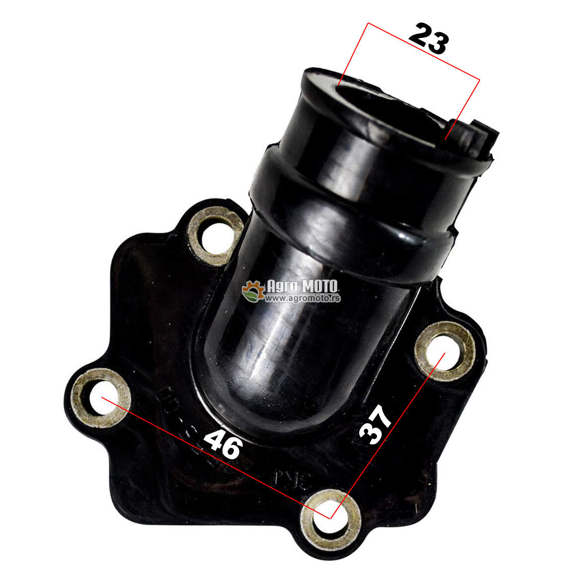 Grlo karburatora Minarelli CPI Keeway 50cc 2T horizontalni 23 mm RMS, slika 1 - Grlo i prirubnica