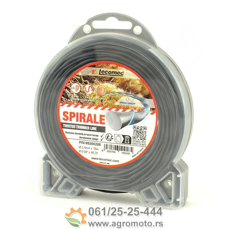 Struna za trimer SPIRALE 2,4mm 15m Tecomec, slika 1 - Struna za trimer