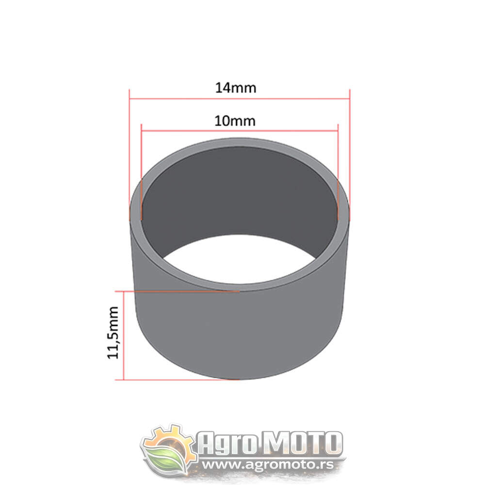 Čaura poluge zadnjeg nosača pakni Tomos APN T14 T15 fi 10x14x11,5 mm, slika 2 - Sedišta / Ram / Korman za TOMOS