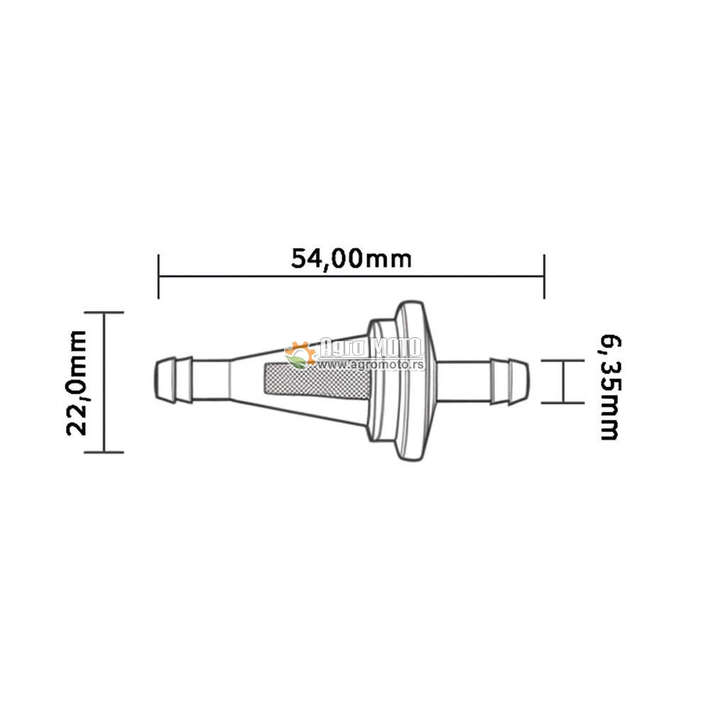 Filter goriva bronza fi 22 izlaz 6,35 mm, slika 2 - Delovi za BRIGGS & STRATTON kosilice