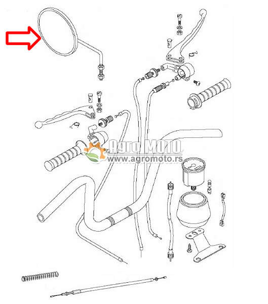 Retrovizor Tomos metalni fi 8 mm, slika 3 - Sedišta / Ram / Korman za TOMOS