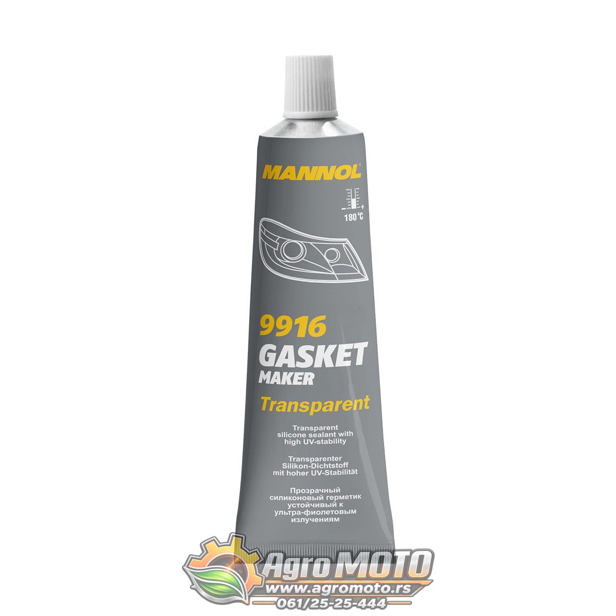 Hermetik silikon MANNOL Gasket Maker +180C transparentni 9916 85gr, slika 1 - Materijal za dihtunge i hermetici