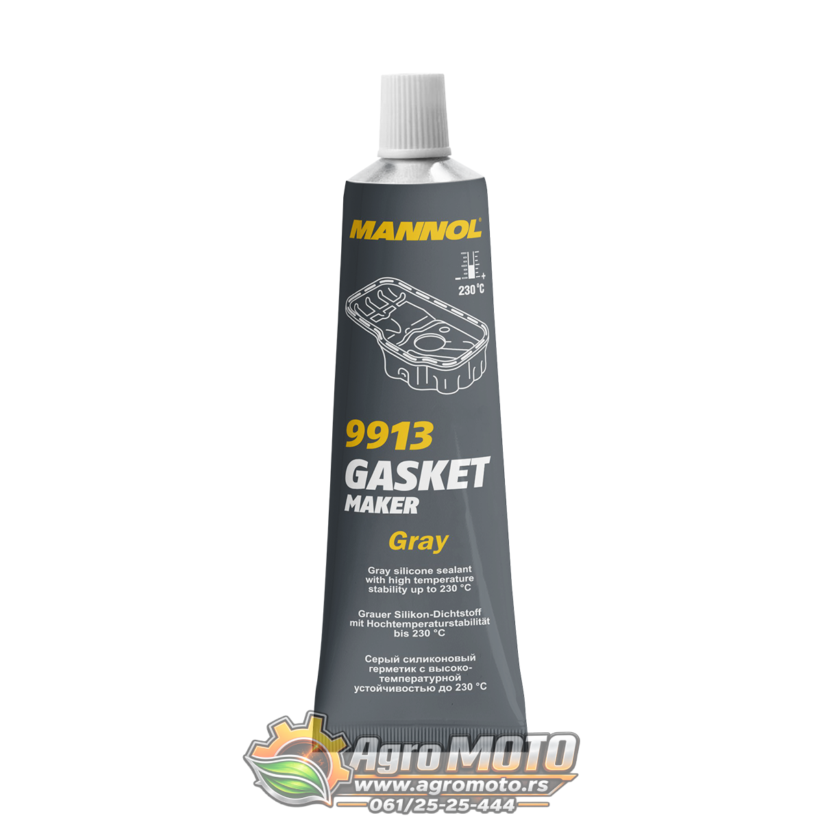 Hermetik silikon MANNOL Gasket Maker +230C sivi 9913 85gr, slika 1 - Materijal za dihtunge i hermetici