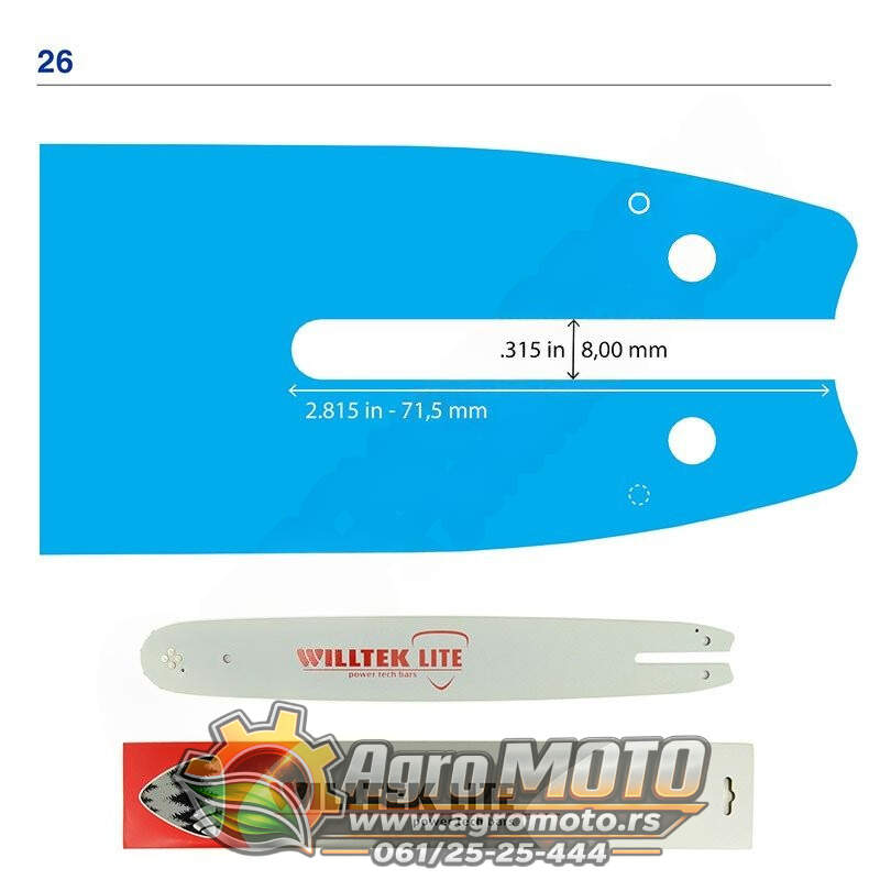 Mač testere (vodilica lanca) 35 cm 25 zuba 3/8" 1,1 PICCO za Stihl Willtek, slika 1 - Mačevi / Vodilice za testere