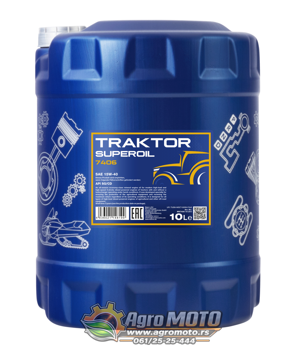 Motorno ulje MANNOL Traktor Superoil 15W-40 7406 10L, slika 1 - Ulja za Traktore i radne mašine