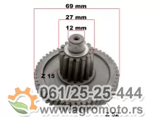 Zupčanik u reduktoru GY6 50cc 4T, slika 1 - Točak i reduktor