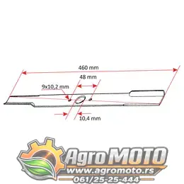 Nož za kosilicu 460x10,4 mm Thorp TH46P / Ducar, slika 2 - Delovi za DUCAR / THORP kosilice