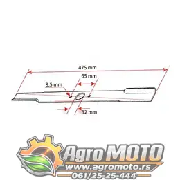 Nož za kosilicu 475x32 mm Viking, slika 2 - Noževi za kosilice / kosačice