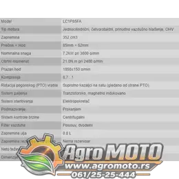 Motor ugradni za traktor kosilice Loncin LC1P85FA 352cm³ 10KS 25x79mm, slika 4 - Ugradni motori za kosilice