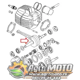 Radilica Tomos E90 CTX80 fi 14 mm sa CKR klipnjačom, slika 3 - Motorni delovi za TOMOS