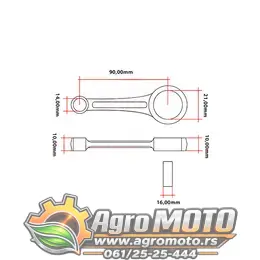 Klipnjača Tomos fi 10 mm CKR, slika 2 - Motorni delovi za TOMOS