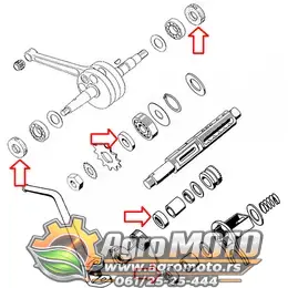 Semerinzi motora Tomos APN BT50 ATX50 CTX80 novi tip kvalitet set, slika 2 - Startni mehanizam za TOMOS