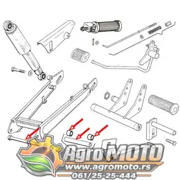 Čaura zadnjih vila Tomos BT50 metalna 11,8x18x174 mm, slika 2 - Sedišta / Ram / Korman za TOMOS